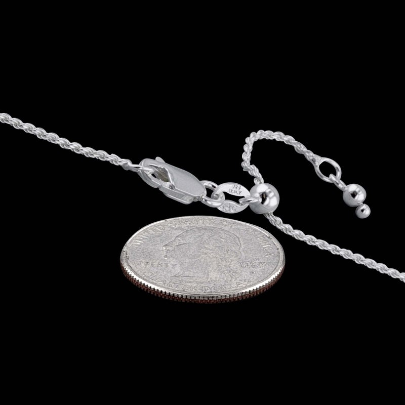 Sac Silver Sterling Silver Adjustable Diamond-Cut Rope Chain 1.5mm Solid 925 Italy New Necklace 22" - Image 2